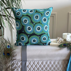 Sea Tornado - Blue Art Silk Decorative Euro Sham