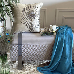 Peacock - Gray Art Silk Decorative Euro Sham