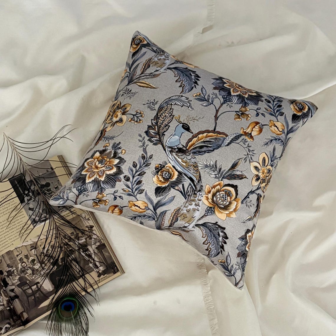 Peacock Beau Throw Pillow Cover