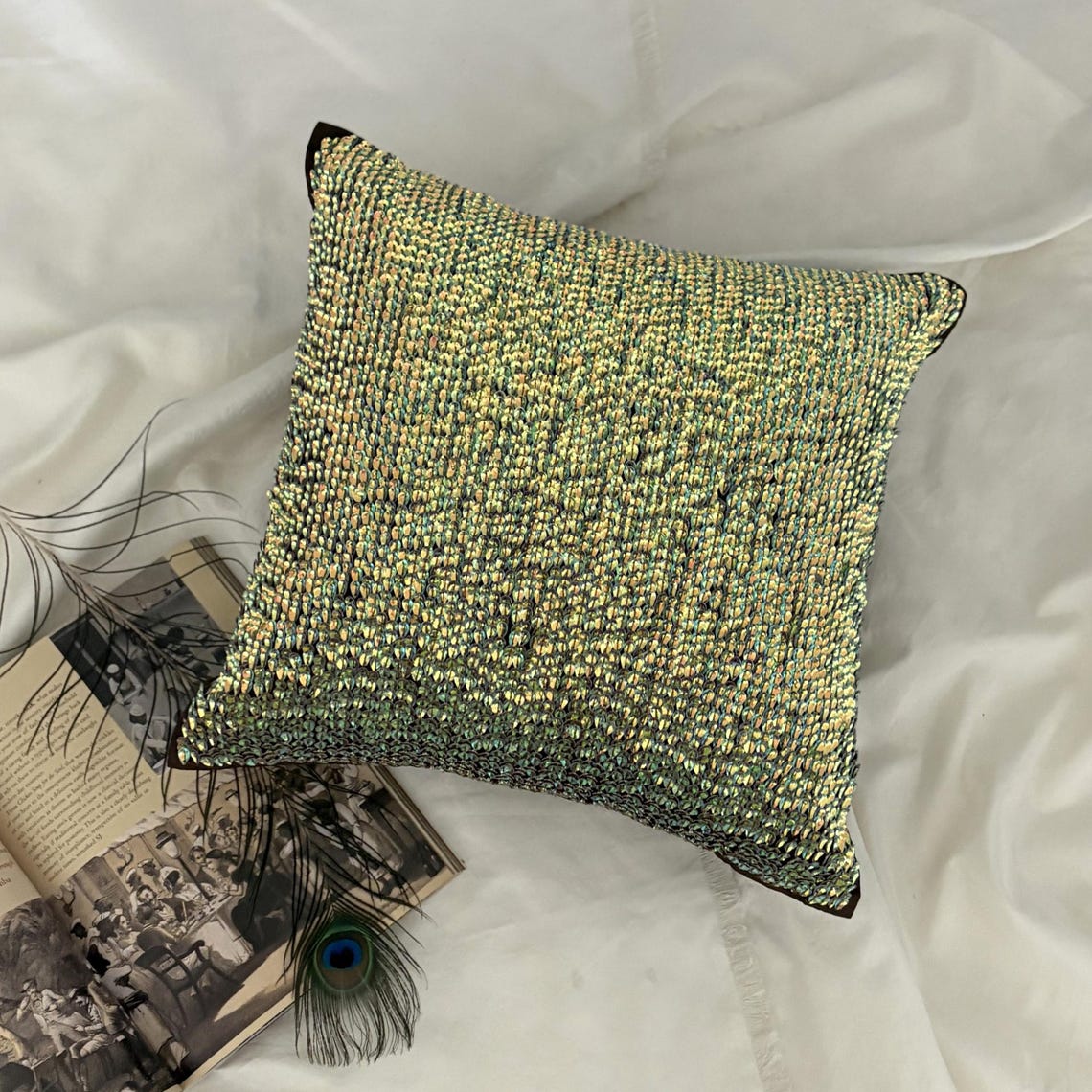 Supernova Green Silk Decorative Euro Sham