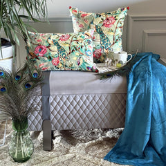 Maurya Elegance - Turquoise Blue Cotton Throw Pillow Cover