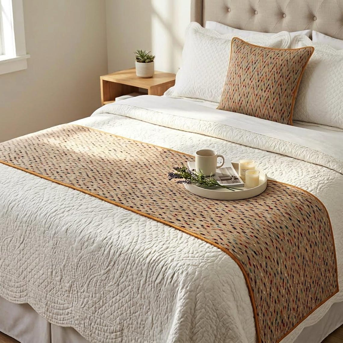 Happy Chevy Decorative Bed Runner with Pillow Cover
