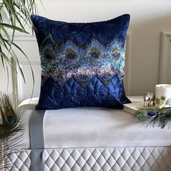 Neelkanth - Blue Velvet Throw Pillow Cover