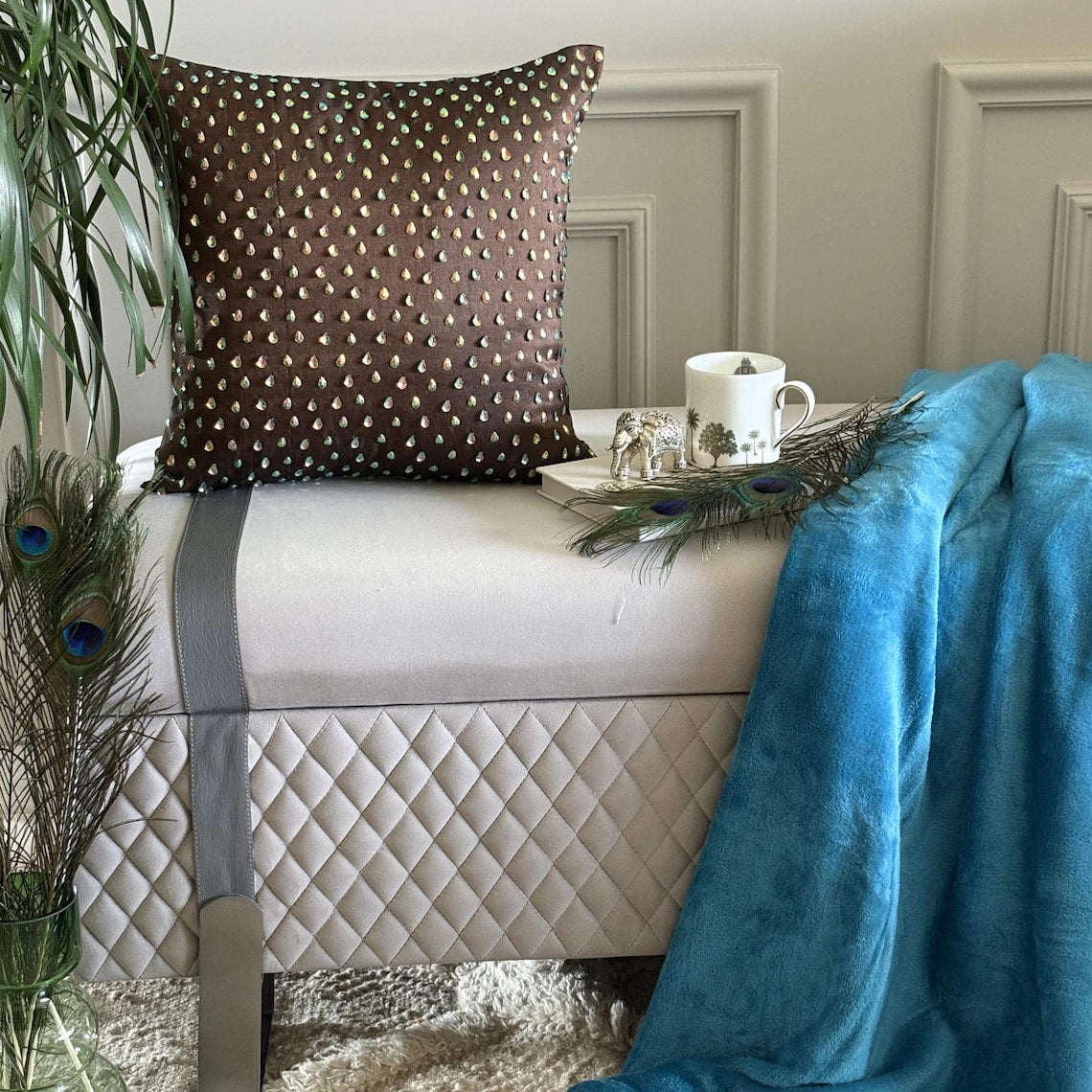 Persian Peacock Brown Decorative Euro Sham