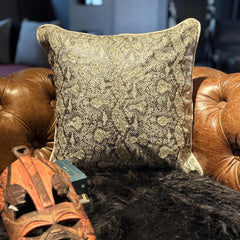 Walk The Wild - Gold Faux Leather Throw Pillow Cover