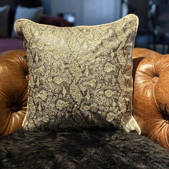 Walk The Wild - Gold Faux Leather Throw Pillow Cover