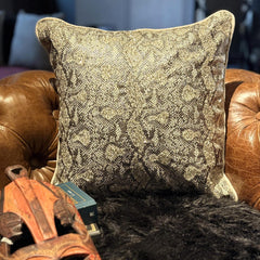 Walk The Wild - Gold Faux Leather Throw Pillow Cover
