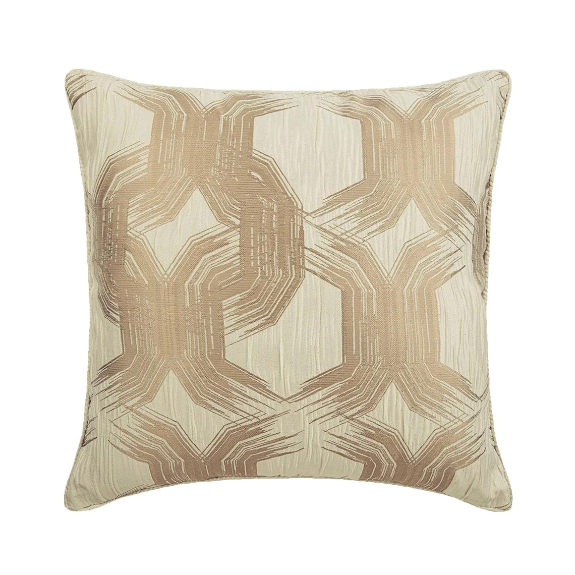 Pearl Beige Mystery - Beige Jacquard Silk Decorative Euro Sham