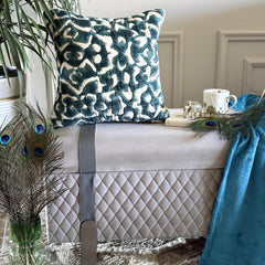 Medhakara - Teal Blue Suede Throw Pillow Cover