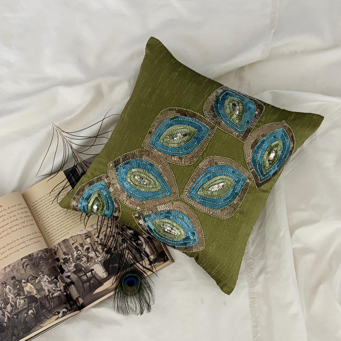 Peacock Abstract Silk Decorative Euro Sham
