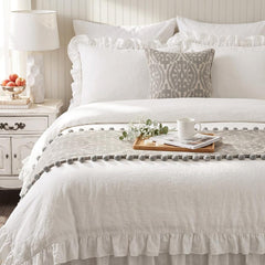 Grey Aztec - Cotton Grey Decorative Bed Runner and Pillow Cover