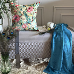 Maurya Elegance - Turquoise Blue Cotton Throw Pillow Cover