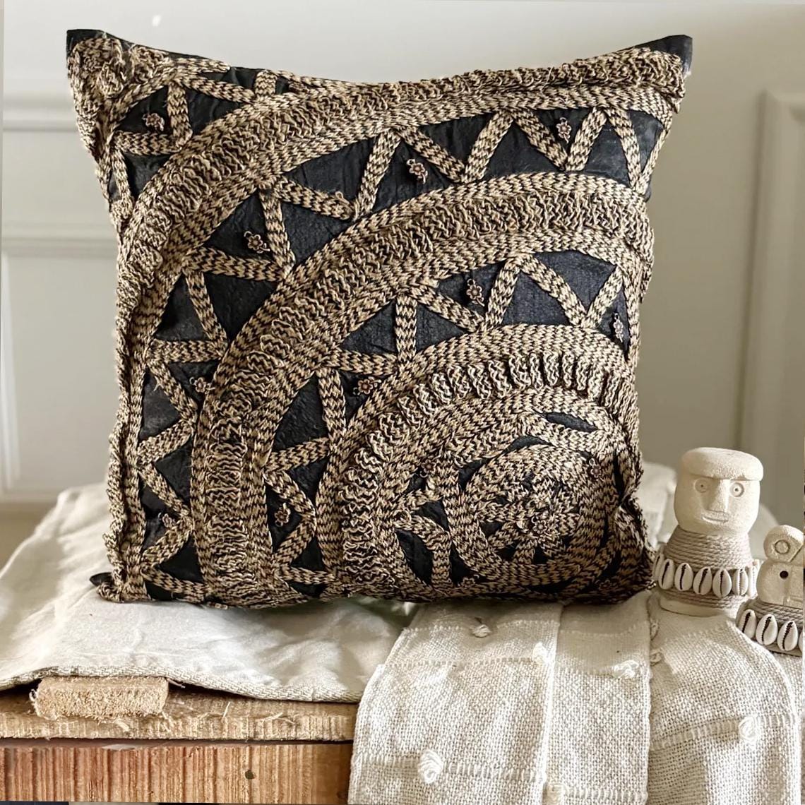 Jute Rebel - Black Art Silk Decorative Euro Sham