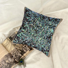 Dazzling Flora Peacock Sequins Decorative Euro Sham