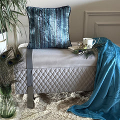 Electric Stripes - Blue Velvet Throw Pillow Cover