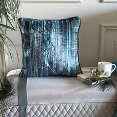 Electric Stripes - Blue Velvet Throw Pillow Cover
