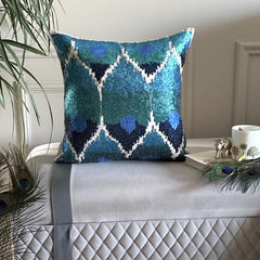 Mora - Blue Silk Decorative Euro Sham