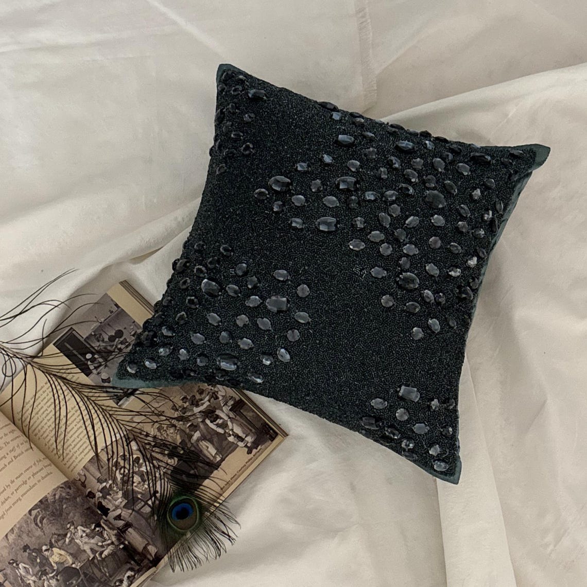 Peacock Jewel Throw Pillow Cover