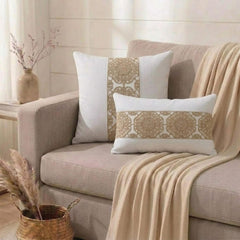 White Linen Throw Pillow Cover - Ivora Mandala