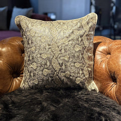 Walk The Wild - Gold Faux Leather Throw Pillow Cover