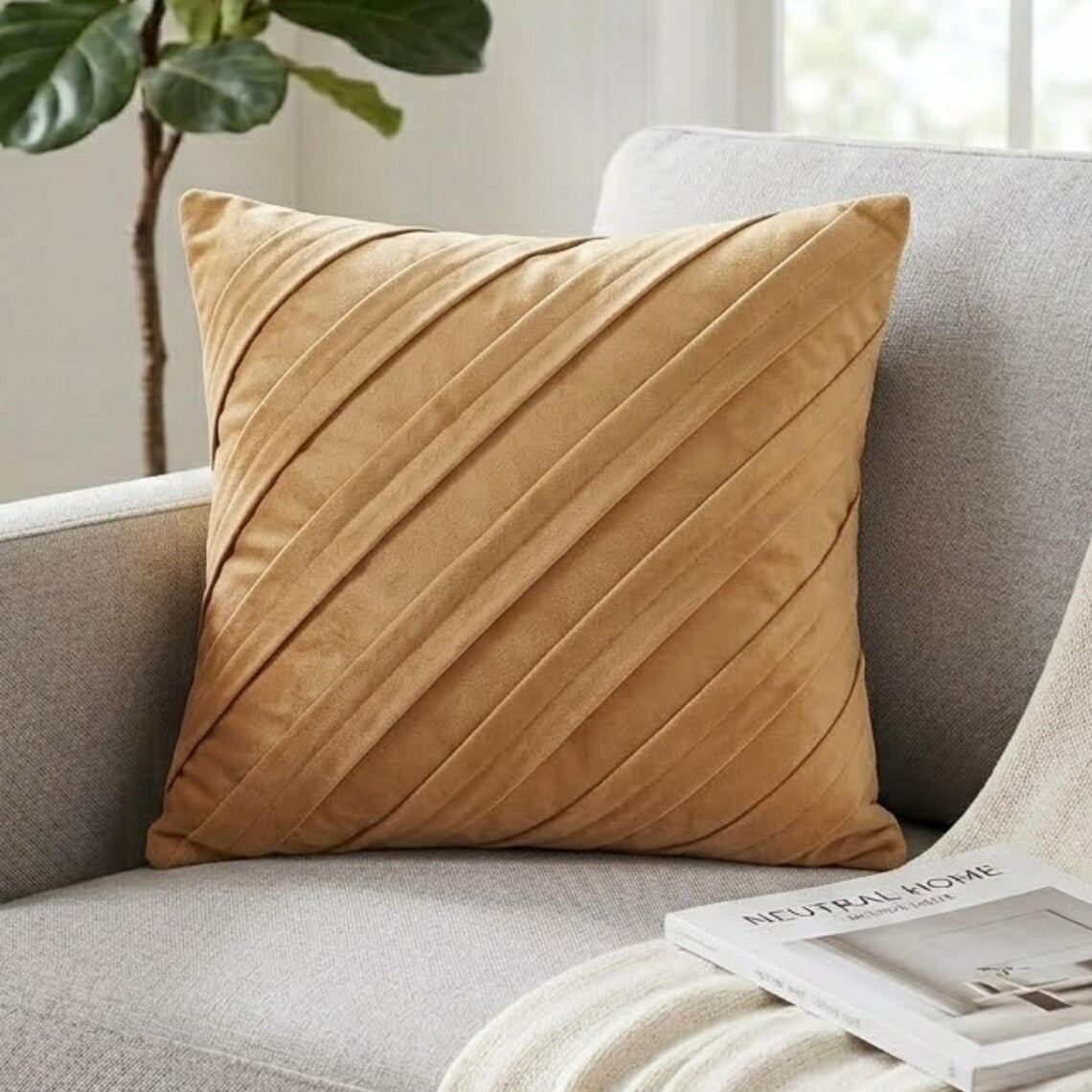 Contemporary Olive - Olive Green Faux Suede Throw Pillow Cover