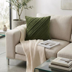 Contemporary Olive - Olive Green Faux Suede Throw Pillow Cover