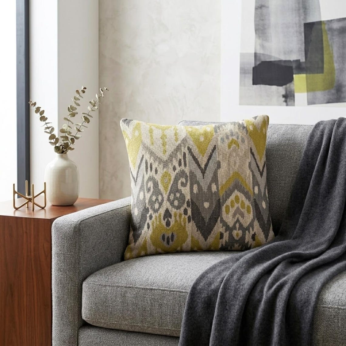 Chartreuse Linen Throw Pillow Cover - Terrosa