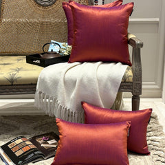 Rust & Purple Luxury - Rust & Purple Art Silk Throw Pillow Cover Pack of 2