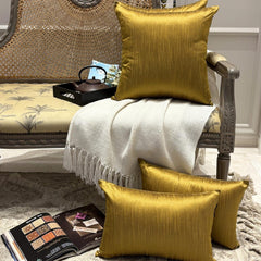Dark Gold Luxury - Dark Gold Silk Throw Pillow Cover Pack of 2