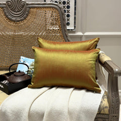 Green & Orange Luxury - Green & Orange Art Silk Throw Pillow Cover Pack of 2