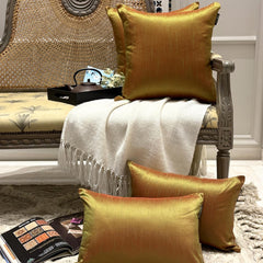 Green & Orange Luxury - Green & Orange Art Silk Throw Pillow Cover Pack of 2