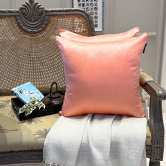 Peach Coral Luxury - Peach & Coral Art Silk Throw Pillow Cover Pack of 2