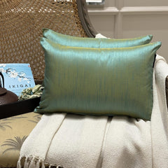 Aqua Yellow Luxury - Aqua Art Silk Throw Pillow Cover Pack of 2