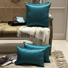 Teal Blue Luxury - Teal Blue Art Silk Throw Pillow Cover Pack of 2
