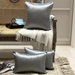 Silver Gray Luxury Pack of 2 - Silver Grey Art Silk Throw Pillow Cover