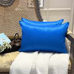 Peacock Blue Luxury Pack of 2 - Peacock Blue Art Silk Throw Pillow Cover