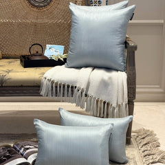Dusky Blue Luxury Pack of 2 - Dusky Blue Luxury Art Silk Throw Pillow Cover
