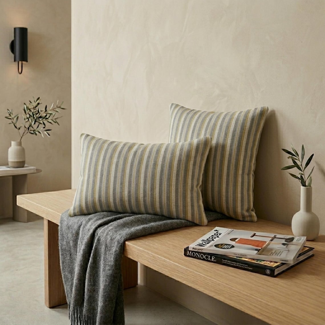 Gray Linen Throw Pillow Cover - Calyra