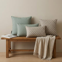 Gray Linen Throw Pillow Cover - Terra Lattice