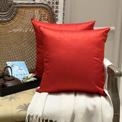 Blood Red Luxury Pack of 2 - Blood Red Art Silk Throw Pillow Cover