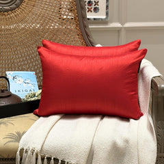 Blood Red Luxury Pack of 2 - Blood Red Art Silk Throw Pillow Cover