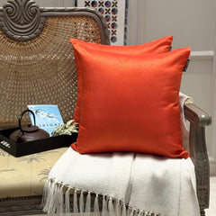 Orange Luxury Pack of 2 - Orange Art Silk Throw Pillow Cover