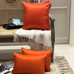 Orange Luxury Pack of 2 - Orange Art Silk Throw Pillow Cover