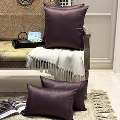 Dark Plum Luxury Pack of 2 - Dark Plum Art Silk Throw Pillow Cover