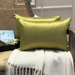 Olive Green Luxury Pack of 2 - Olive Green Art Silk Throw Pillow Cover