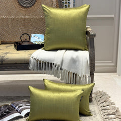 Olive Green Luxury Pack of 2 - Olive Green Art Silk Throw Pillow Cover