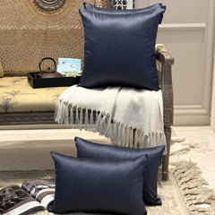 Midnight Blue Luxury Pack of 2 - Midnight Blue Art Silk Throw Pillow Cover