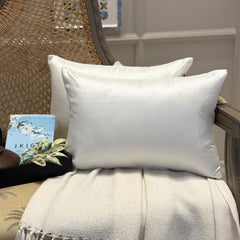 White Luxury Pack of 2 - White Art Silk Throw Pillow Cover