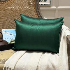 Dark Green Luxury Pack of 2 - Emerald Green Art Silk Throw Pillow Cover