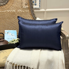 Navy Blue Luxury Pack of 2 - Navy Blue Art Silk Throw Pillow Cover